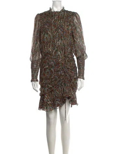 Pre-owned Veronica Beard Silk Mini Dress In Green/metallic