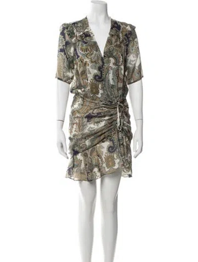Pre-owned Veronica Beard Silk Mini Dress In Green/neutrals