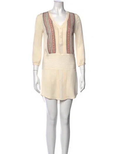 Pre-owned Veronica Beard Silk Mini Dress In Neutral