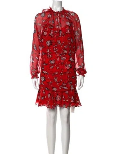 Pre-owned Veronica Beard Silk Mini Dress In Red