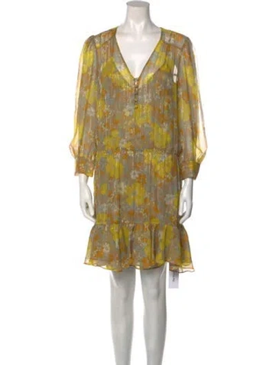 Pre-owned Veronica Beard Silk Mini Dress In Yellow