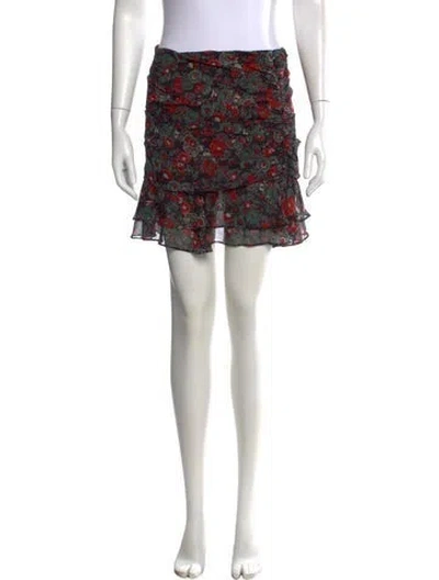 Pre-owned Veronica Beard Silk Mini Skirt In Black/green
