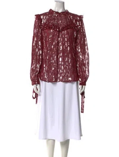 Pre-owned Veronica Beard Silk Mock Neck Blouse