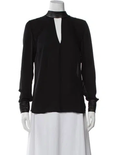 Pre-owned Veronica Beard Silk Mock Neck Blouse In Black