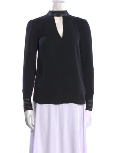 Pre-owned Veronica Beard Silk Mock Neck Blouse In Black
