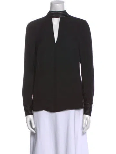 Pre-owned Veronica Beard Silk Mock Neck Blouse In Black