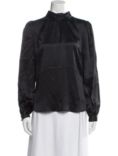 Pre-owned Veronica Beard Silk Mock Neck Blouse In Gray