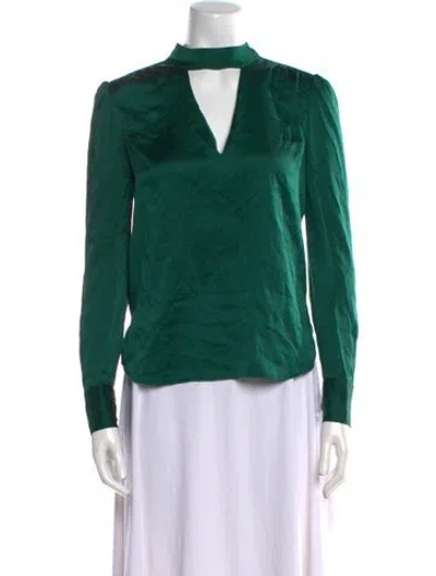 Pre-owned Veronica Beard Silk Mock Neck Blouse In Green