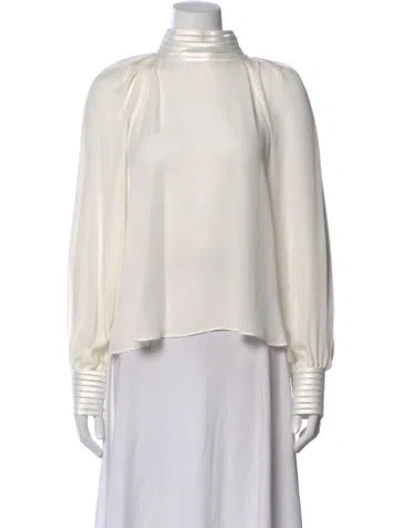Pre-owned Veronica Beard Silk Mock Neck Blouse In Neutral