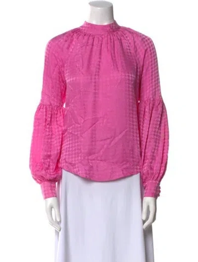 Pre-owned Veronica Beard Silk Mock Neck Blouse In Pink