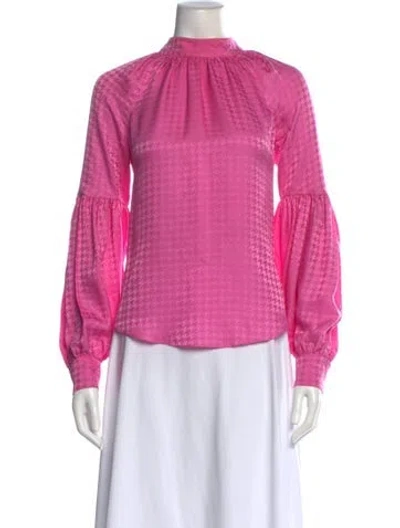 Pre-owned Veronica Beard Silk Mock Neck Blouse In Pink