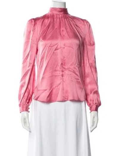 Pre-owned Veronica Beard Silk Mock Neck Blouse In Pink