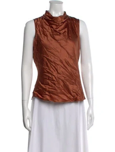 Pre-owned Veronica Beard Silk Mock Neck Blouse W/ Tags In Brown