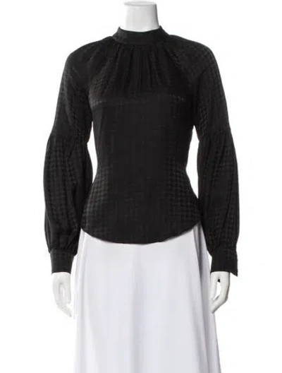 Pre-owned Veronica Beard Silk Mock Neck Top In Black