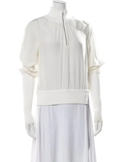 Pre-owned Veronica Beard Silk Mock Neck Top In Neutral
