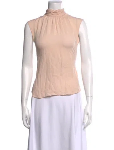 Pre-owned Veronica Beard Silk Mock Neck Top In Pink