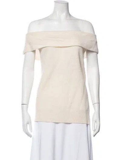 Pre-owned Veronica Beard Silk Off-the-shoulder Sweater In Neutral