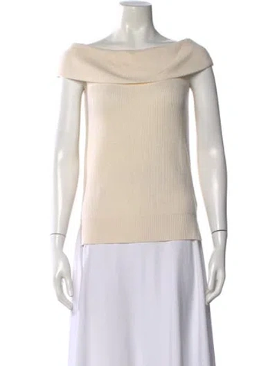 Pre-owned Veronica Beard Silk Off-the-shoulder Sweater In Neutral