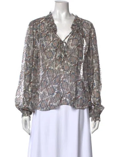 Pre-owned Veronica Beard Silk Paisley Print Blouse