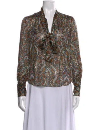 Pre-owned Veronica Beard Silk Paisley Print Blouse