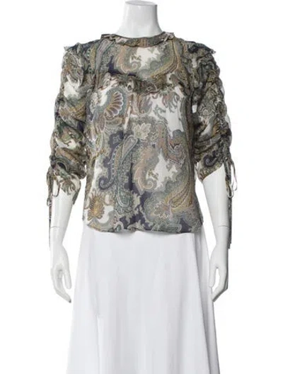 Pre-owned Veronica Beard Silk Paisley Print Blouse In Black