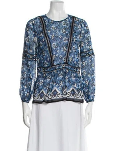 Pre-owned Veronica Beard Silk Paisley Print Blouse In Blue