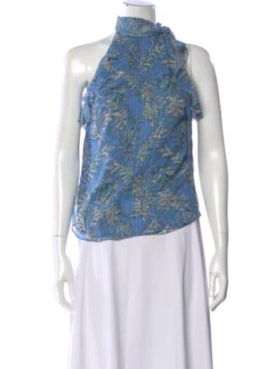 Pre-owned Veronica Beard Silk Paisley Print Blouse In Blue