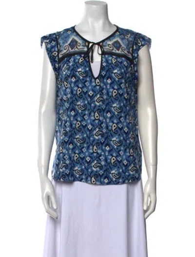 Pre-owned Veronica Beard Silk Paisley Print Blouse In Blue