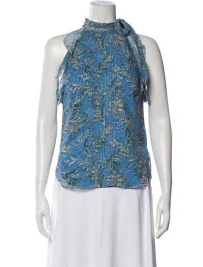 Pre-owned Veronica Beard Silk Paisley Print Blouse In Blue