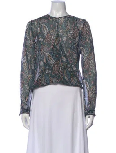 Pre-owned Veronica Beard Silk Paisley Print Blouse In Blue