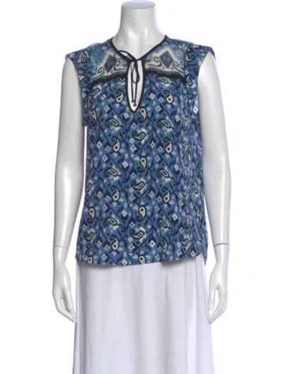 Pre-owned Veronica Beard Silk Paisley Print Blouse In Blue