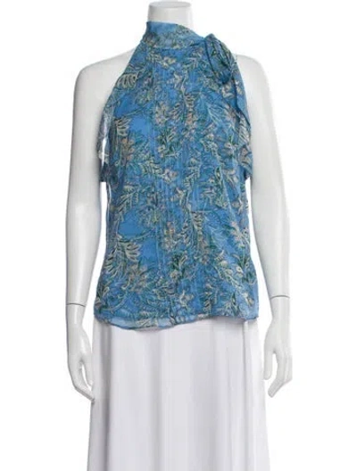 Pre-owned Veronica Beard Silk Paisley Print Blouse In Blue