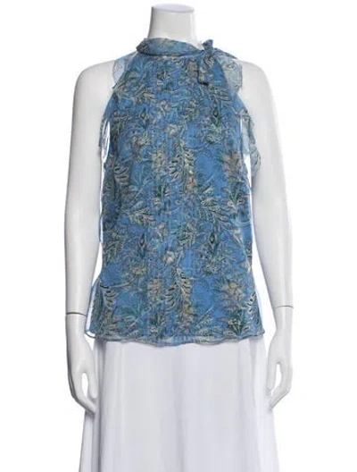 Pre-owned Veronica Beard Silk Paisley Print Blouse In Blue