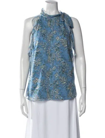 Pre-owned Veronica Beard Silk Paisley Print Blouse In Blue