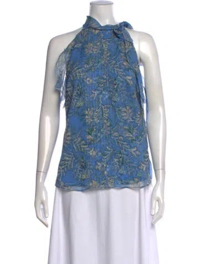 Pre-owned Veronica Beard Silk Paisley Print Blouse In Blue
