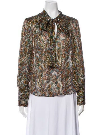 Pre-owned Veronica Beard Silk Paisley Print Blouse In Multi