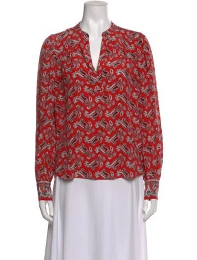 Pre-owned Veronica Beard Silk Paisley Print Blouse In Multi