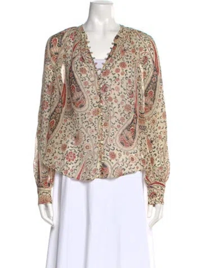 Pre-owned Veronica Beard Silk Paisley Print Blouse In Multi