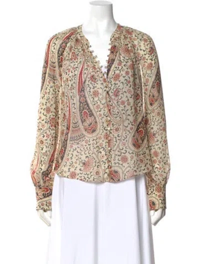 Pre-owned Veronica Beard Silk Paisley Print Blouse In Multi