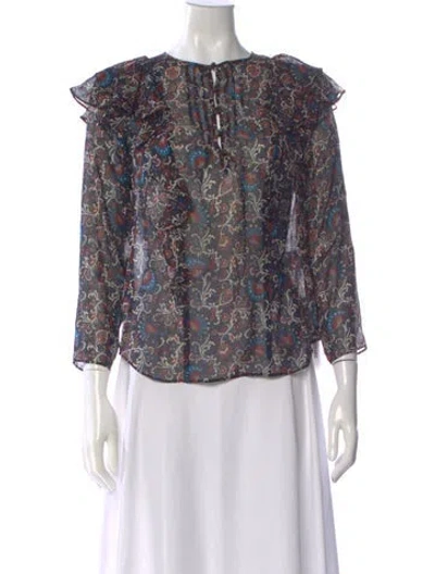 Pre-owned Veronica Beard Silk Paisley Print Blouse In Multi