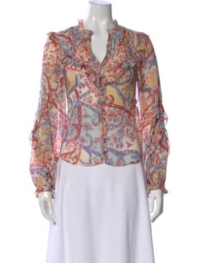 Pre-owned Veronica Beard Silk Paisley Print Blouse In Multi