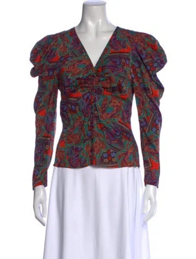 Pre-owned Veronica Beard Silk Paisley Print Blouse In Multi