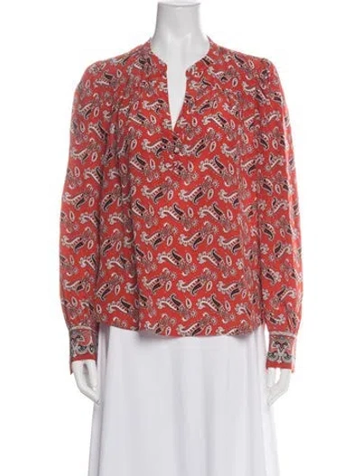 Pre-owned Veronica Beard Silk Paisley Print Blouse In Multi