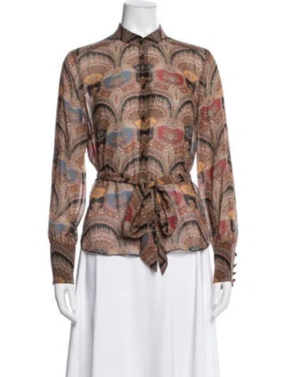Pre-owned Veronica Beard Silk Paisley Print Blouse In Multi