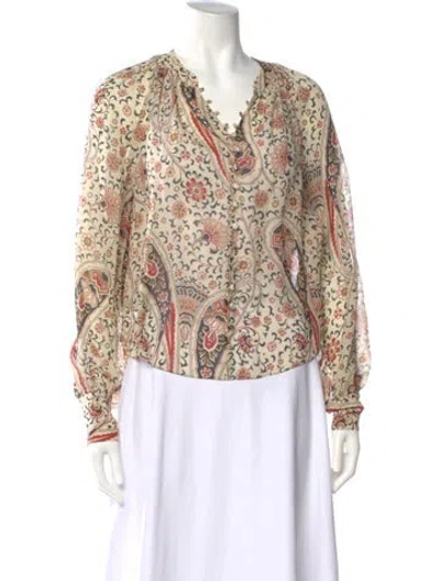 Pre-owned Veronica Beard Silk Paisley Print Blouse In Neutral