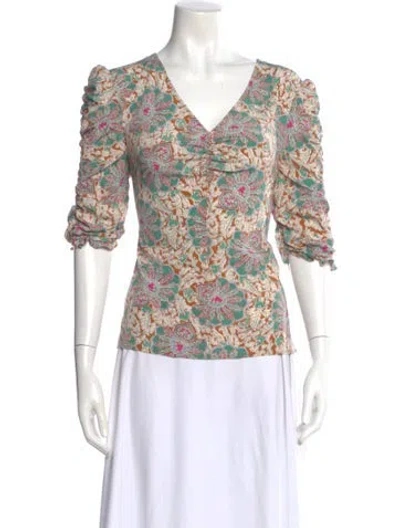 Pre-owned Veronica Beard Silk Paisley Print Blouse In Neutral