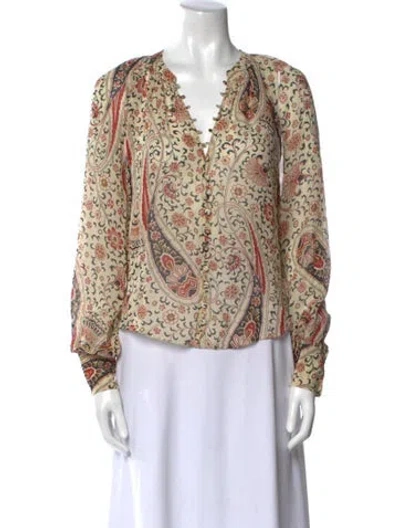 Pre-owned Veronica Beard Silk Paisley Print Blouse In Neutral