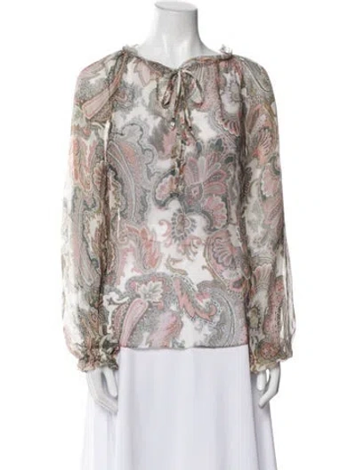 Pre-owned Veronica Beard Silk Paisley Print Blouse In Neutral