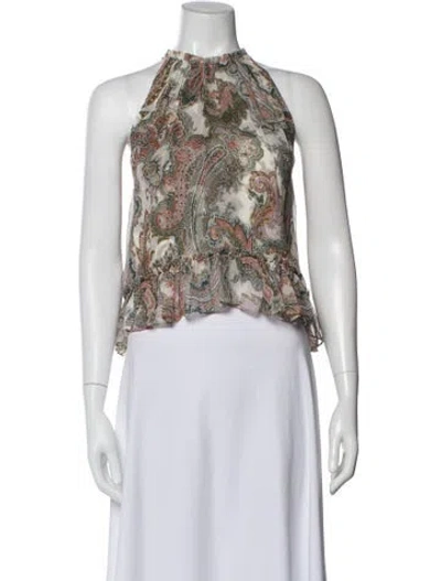 Pre-owned Veronica Beard Silk Paisley Print Blouse In Neutral