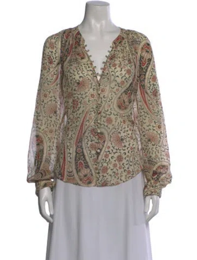 Pre-owned Veronica Beard Silk Paisley Print Blouse In Neutral